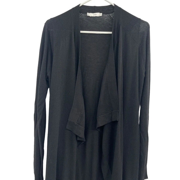 Vince Women's Cardigan Sweater Open Front Drape Wool Blend Size Medium Black - Picture 7 of 10